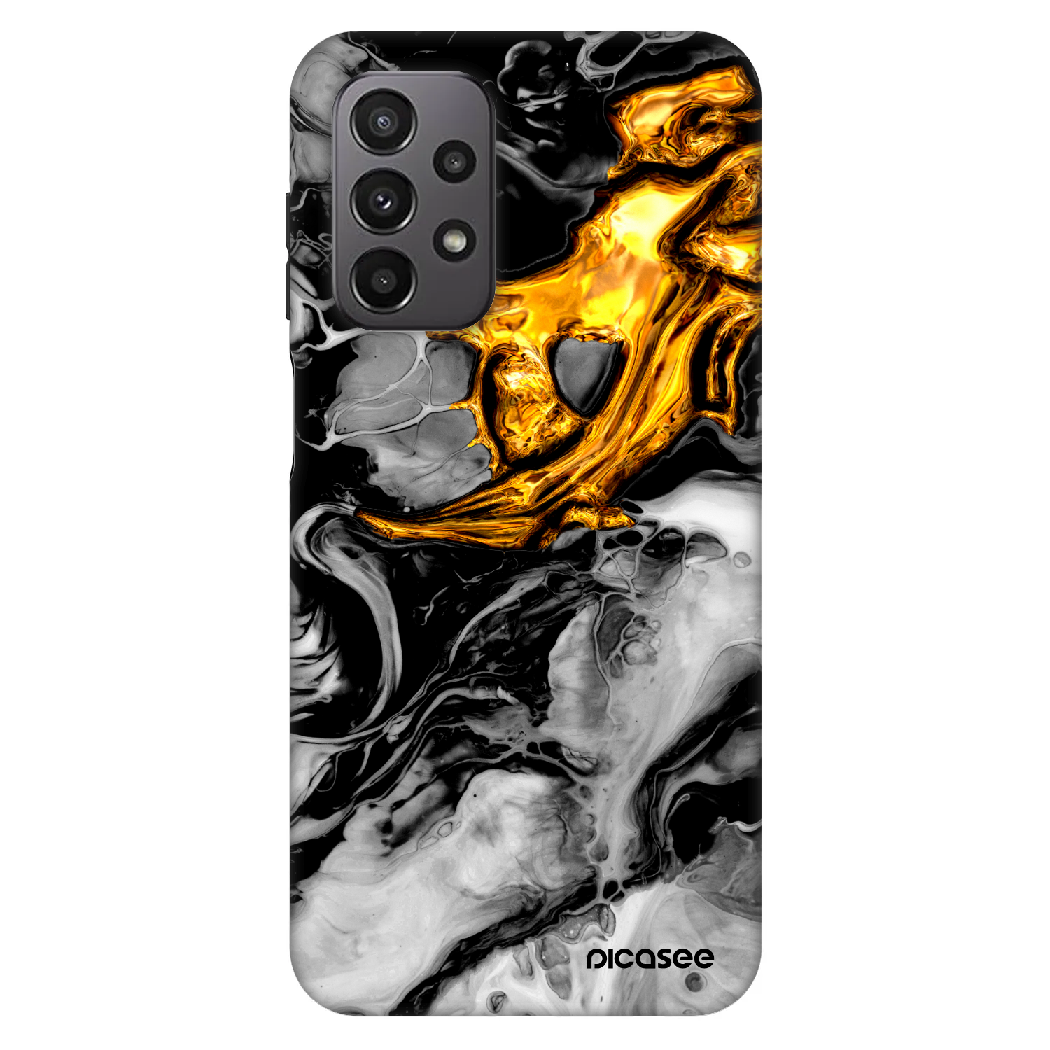 Picasee Fashion Case für Samsung Galaxy A23 A235F 4G - Black Gold 2