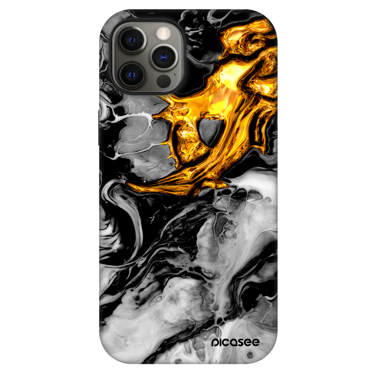 Picasee Fashion Case MagSafe für Apple iPhone 12 Pro - Black Gold 2