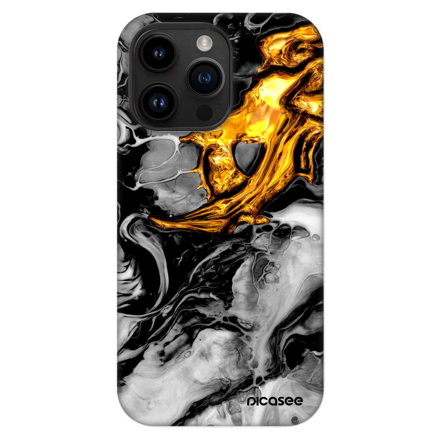 Picasee Fashion Case MagSafe für Apple iPhone 14 Pro Max - Black Gold 2