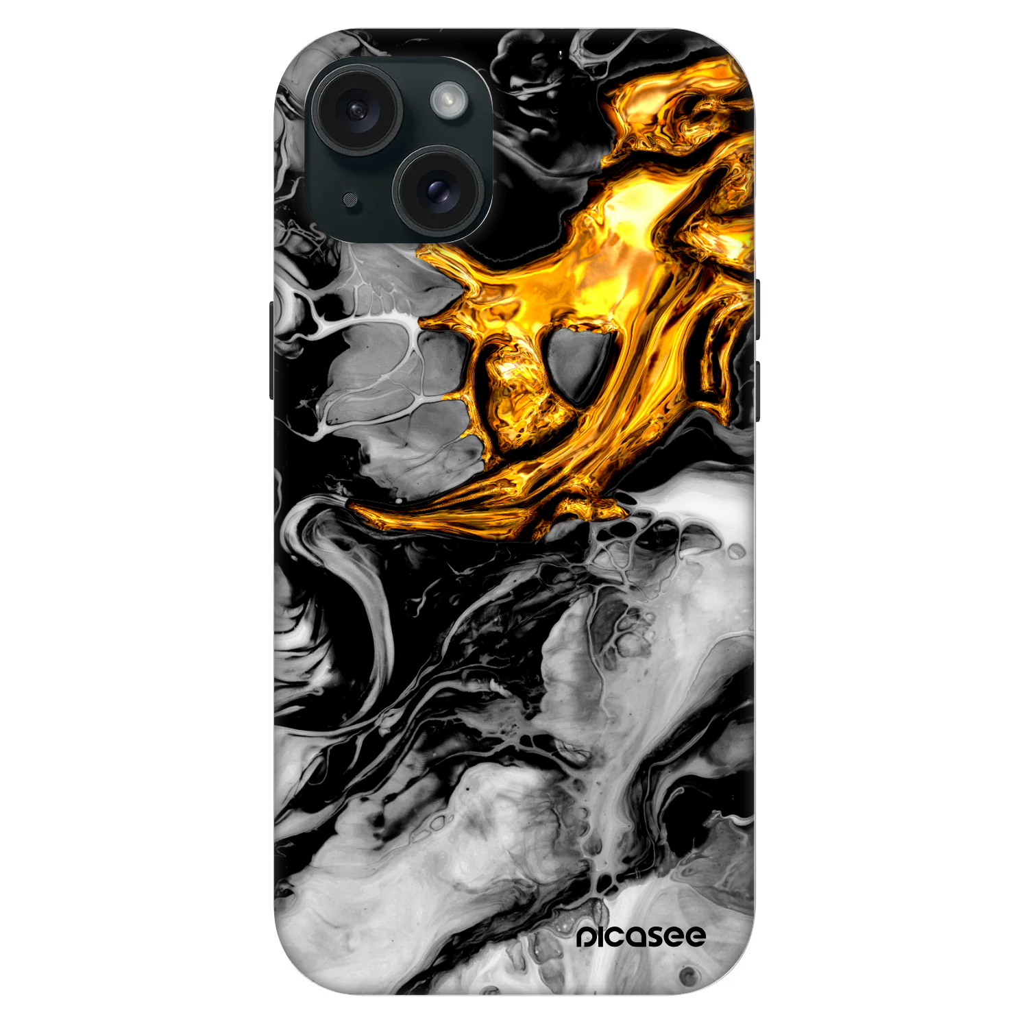 Picasee Fashion Case MagSafe für Apple iPhone 15 Plus - Black Gold 2