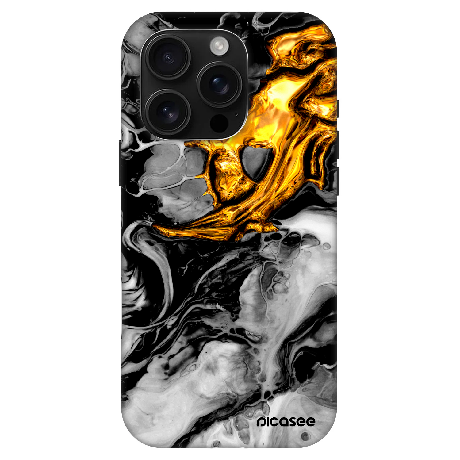 Picasee Fashion Case MagSafe für Apple iPhone 16 Pro - Black Gold 2