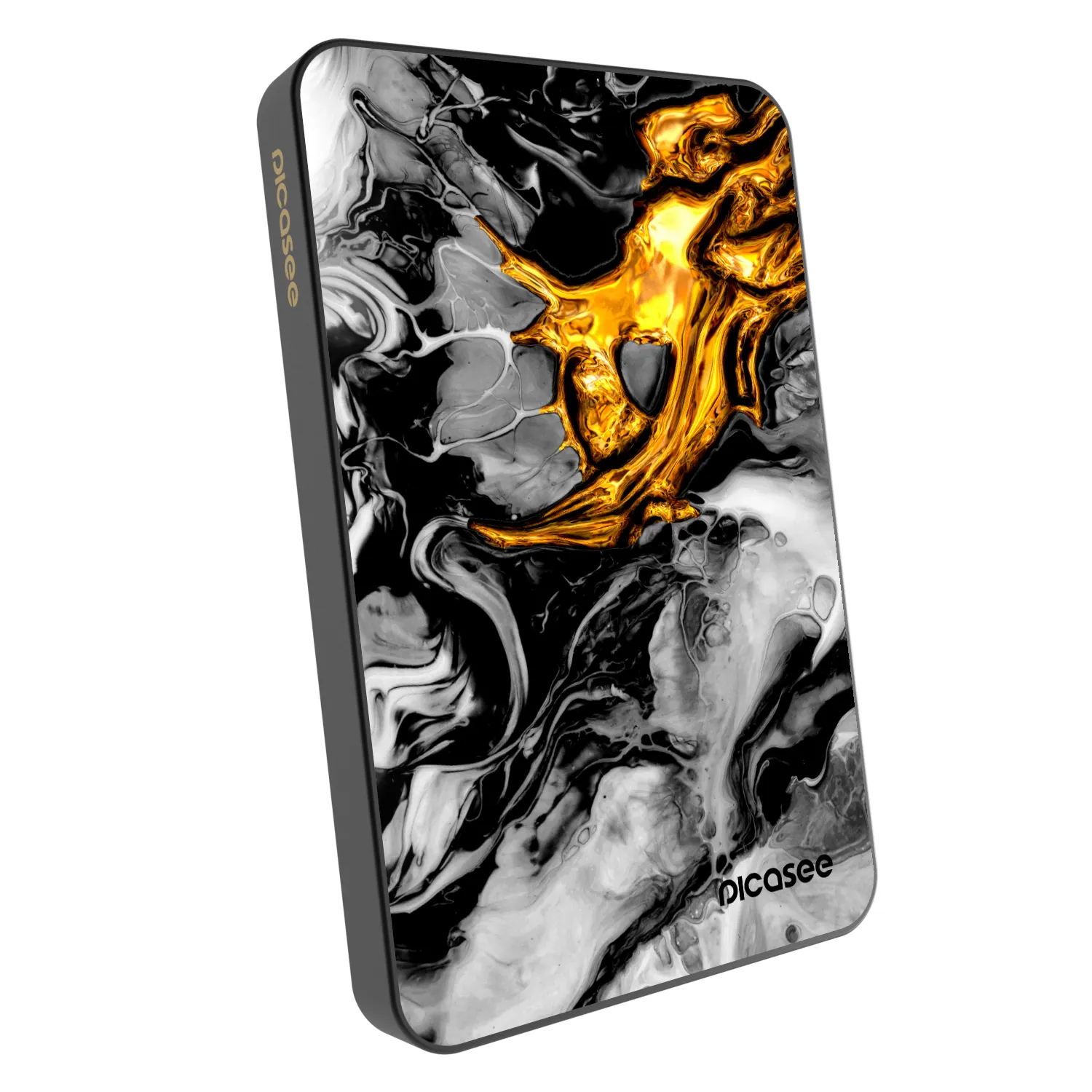 Picasee Powerbank mit MagSafe 5 000 mAh Grau - Black Gold 2