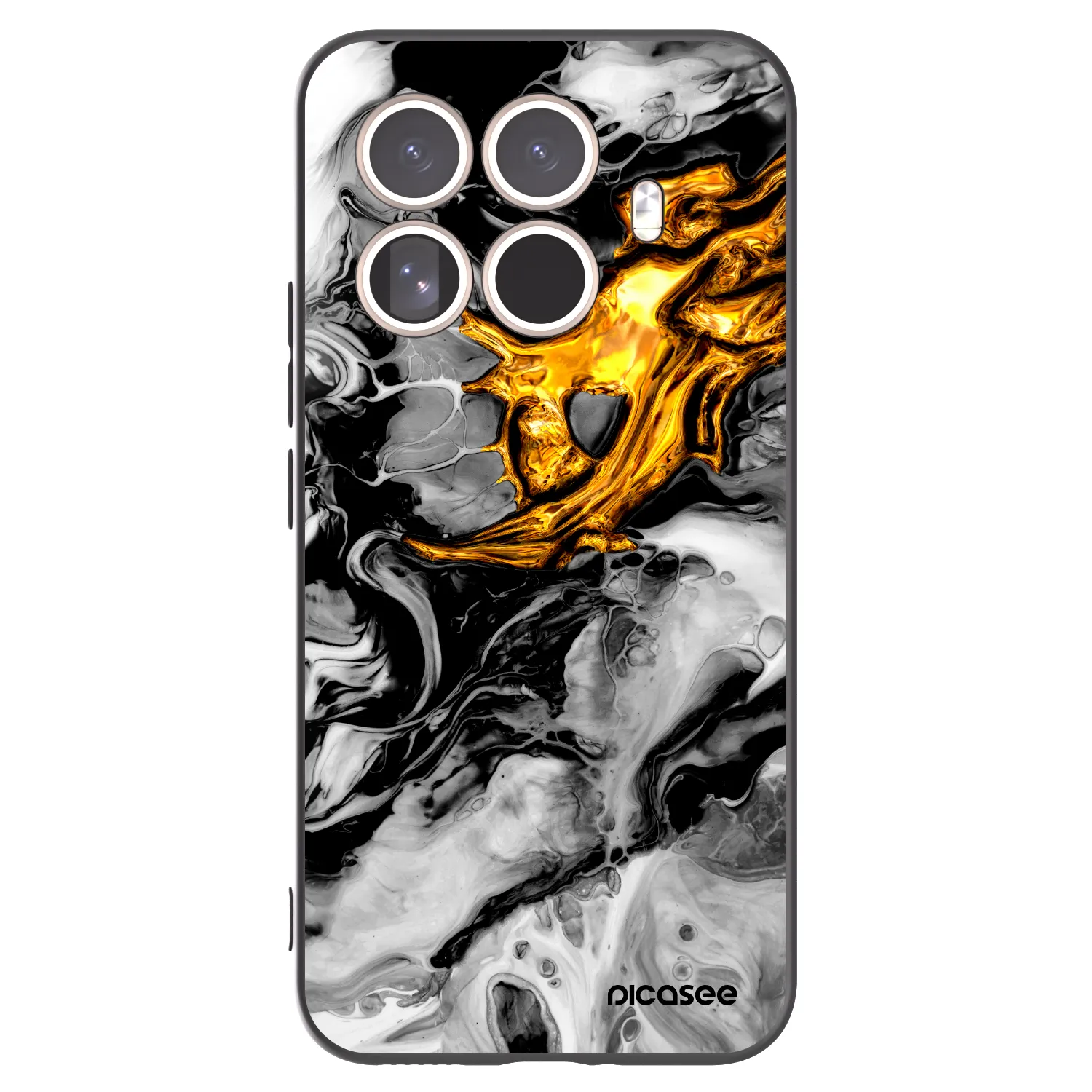 Picasee Xiaomi 15T Pro Hülle - Schwarzes Silikon - Black Gold 2