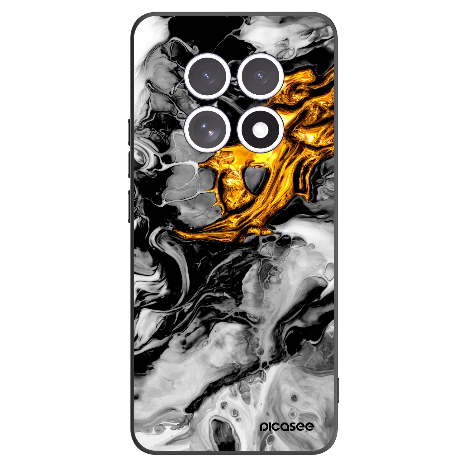 Picasee Xiaomi Redmi Note 15 5G Hülle - Schwarzes Silikon - Black Gold 2