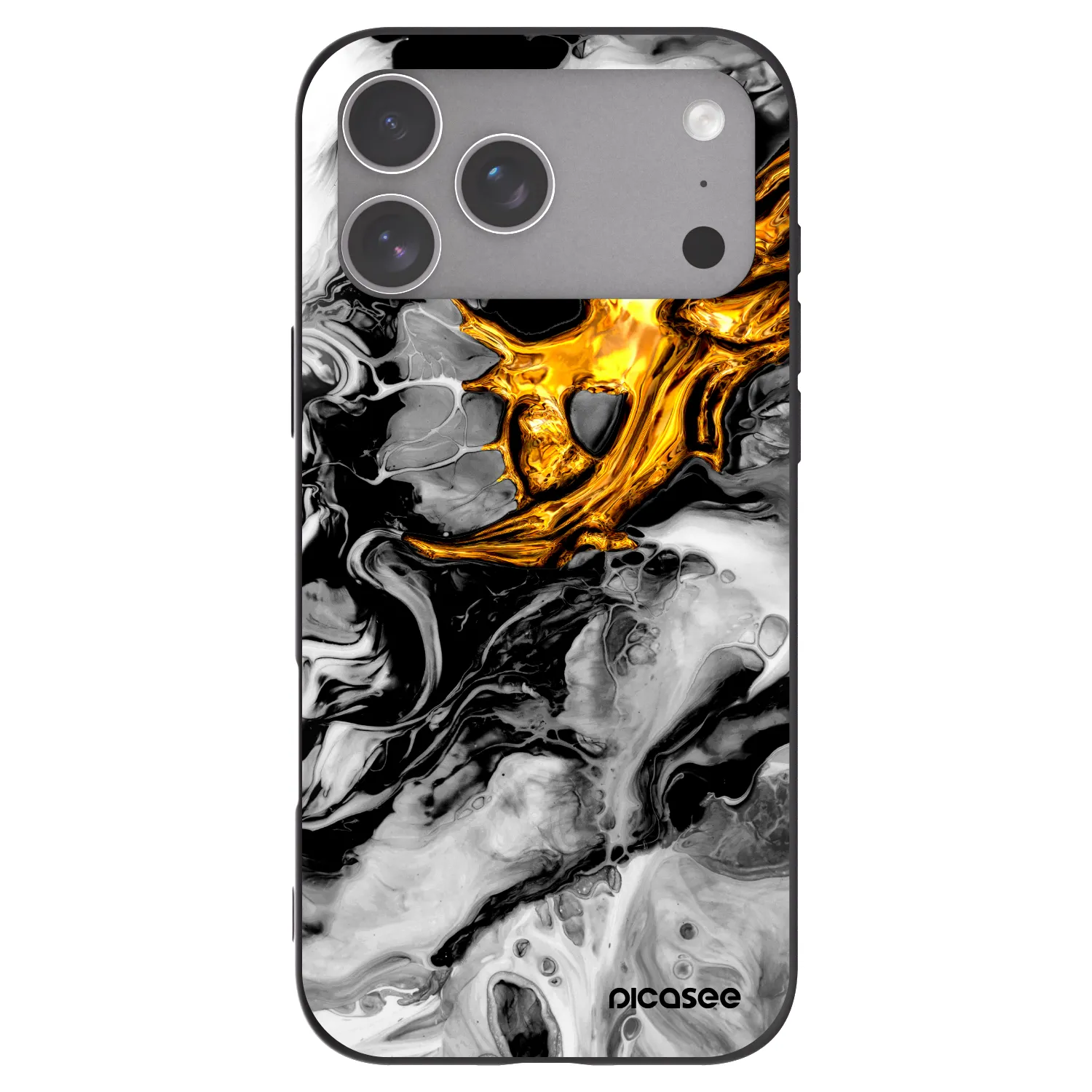 Picasee Apple iPhone 18 Pro Max Hülle - Schwarzes Silikon - Black Gold 2