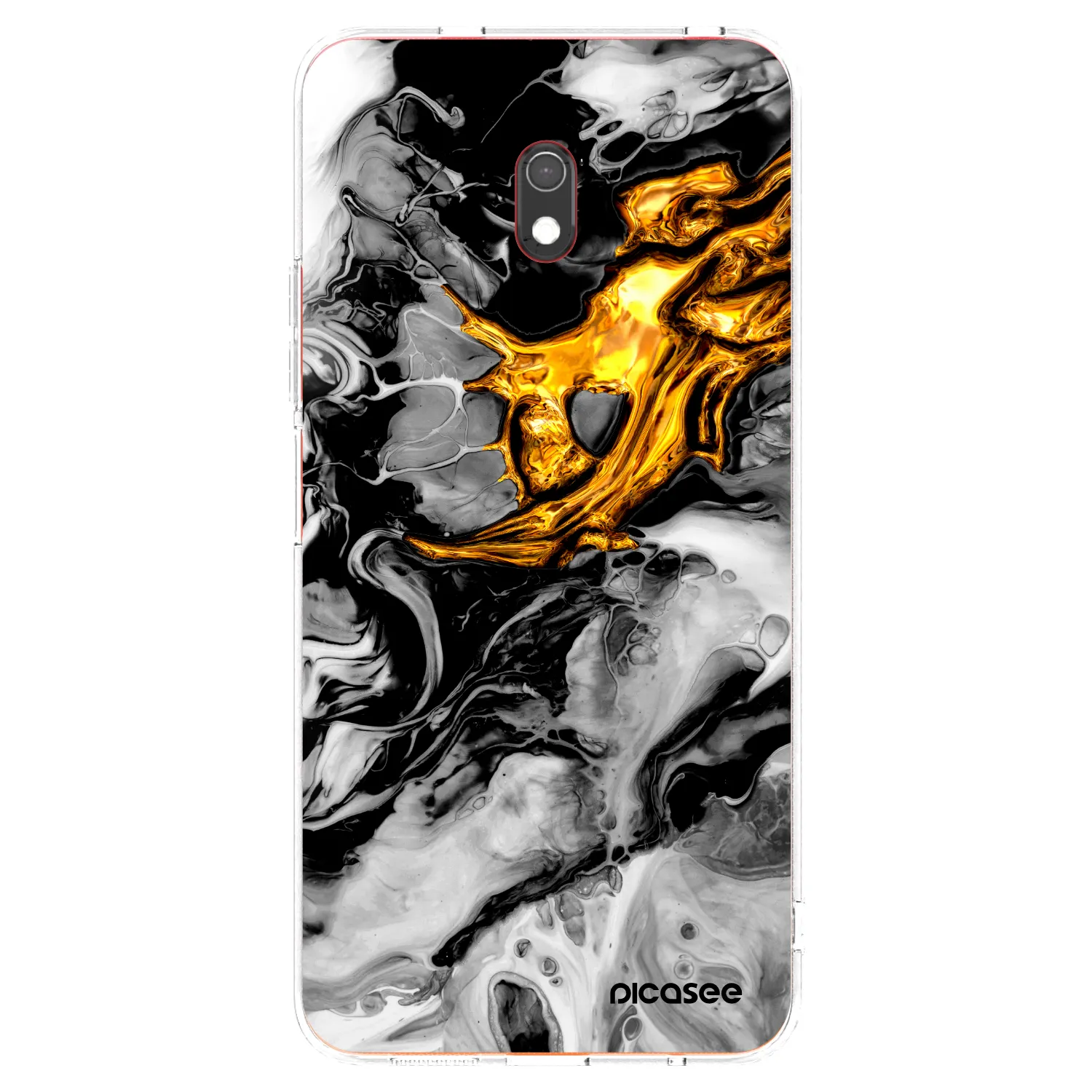 Picasee Xiaomi Redmi 8A Hülle - Transparentes Silikon - Black Gold 2