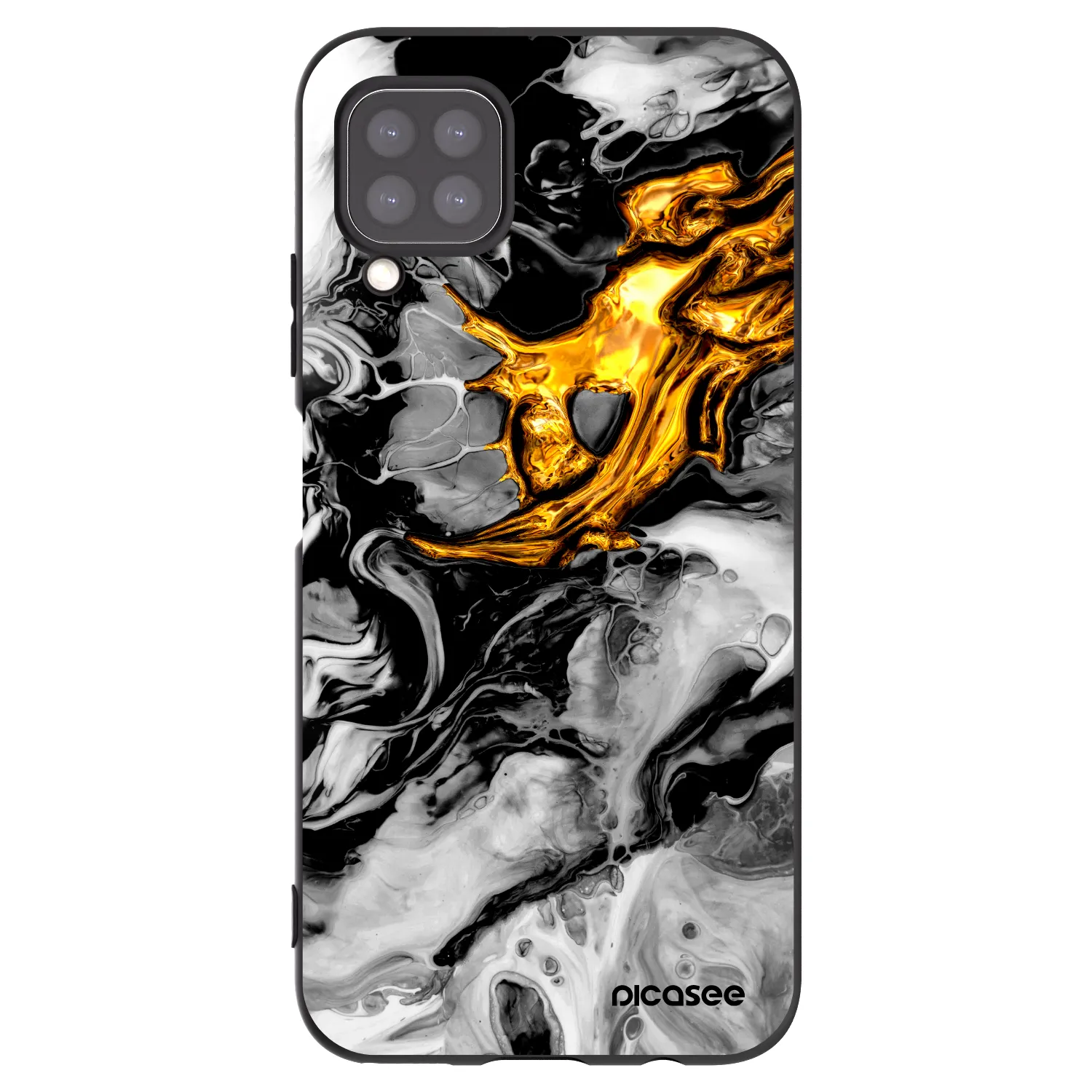 Picasee Huawei P40 Lite Hülle - Schwarzes Silikon - Black Gold 2