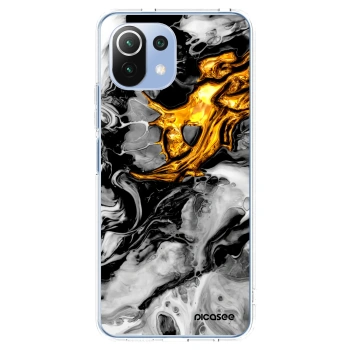 Picasee Xiaomi Mi 11 Lite Hülle - Transparentes Silikon - Black Gold 2