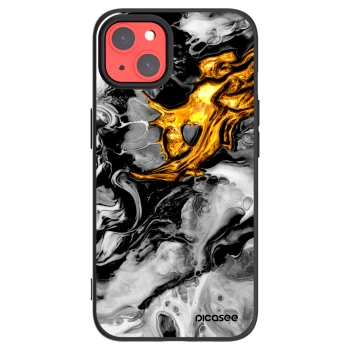 Picasee Apple iPhone 13 Hülle - Schwarzes Silikon - Black Gold 2