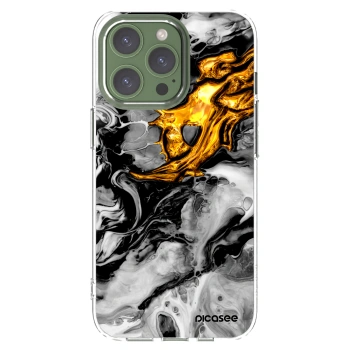 Picasee Apple iPhone 13 Pro Hülle - Transparentes Silikon - Black Gold 2