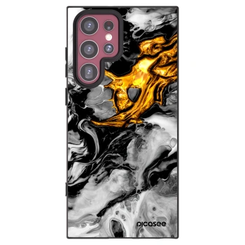 Picasee Samsung Galaxy S22 Ultra 5G Hülle - Schwarzes Silikon - Black Gold 2