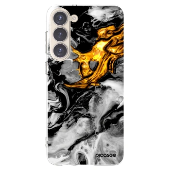 Picasee Samsung Galaxy S23+ 5G Hülle - Transparentes Silikon - Black Gold 2