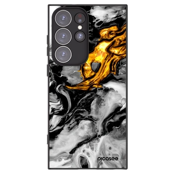 Picasee Samsung Galaxy S23 Ultra 5G Hülle - Schwarzes Silikon - Black Gold 2