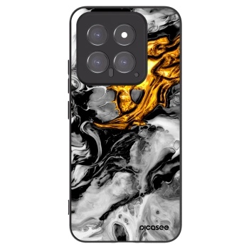Picasee Xiaomi 14 Hülle - Schwarzes Silikon - Black Gold 2