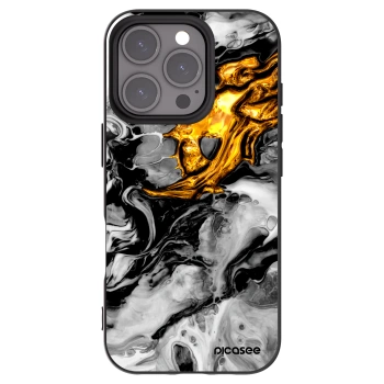 Picasee Apple iPhone 16 Pro Hülle - Schwarzes Silikon - Black Gold 2
