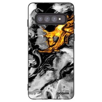 Picasee Samsung Galaxy S10 G973 Hülle - Schwarzes Silikon - Black Gold 2
