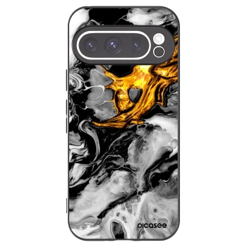 Picasee Google Pixel 9 Pro Hülle - Schwarzes Silikon - Black Gold 2