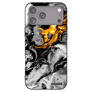 Picasee Apple iPhone 17 Pro Max Hülle - Schwarzes Silikon - Black Gold 2