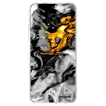 Picasee Xiaomi Redmi Note 9S Hülle - Transparentes Silikon - Black Gold 2