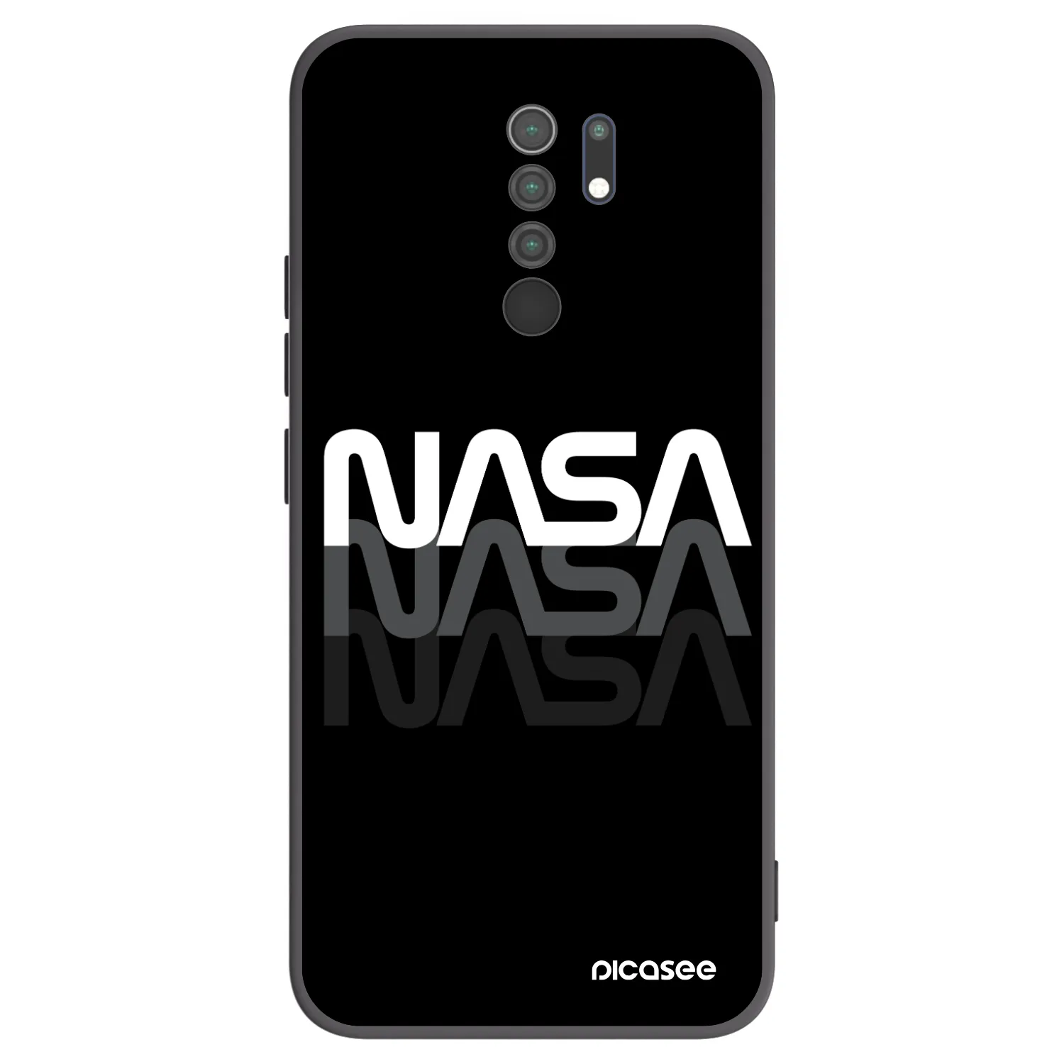 Picasee Xiaomi Redmi 9 Hülle - Schwarzes Silikon - NASA Triple