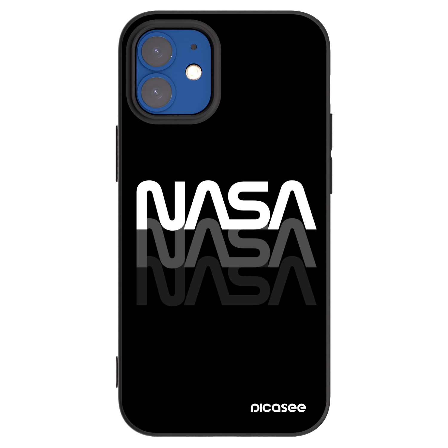 Picasee Apple iPhone 12 mini Hülle - Schwarzes Silikon - NASA Triple