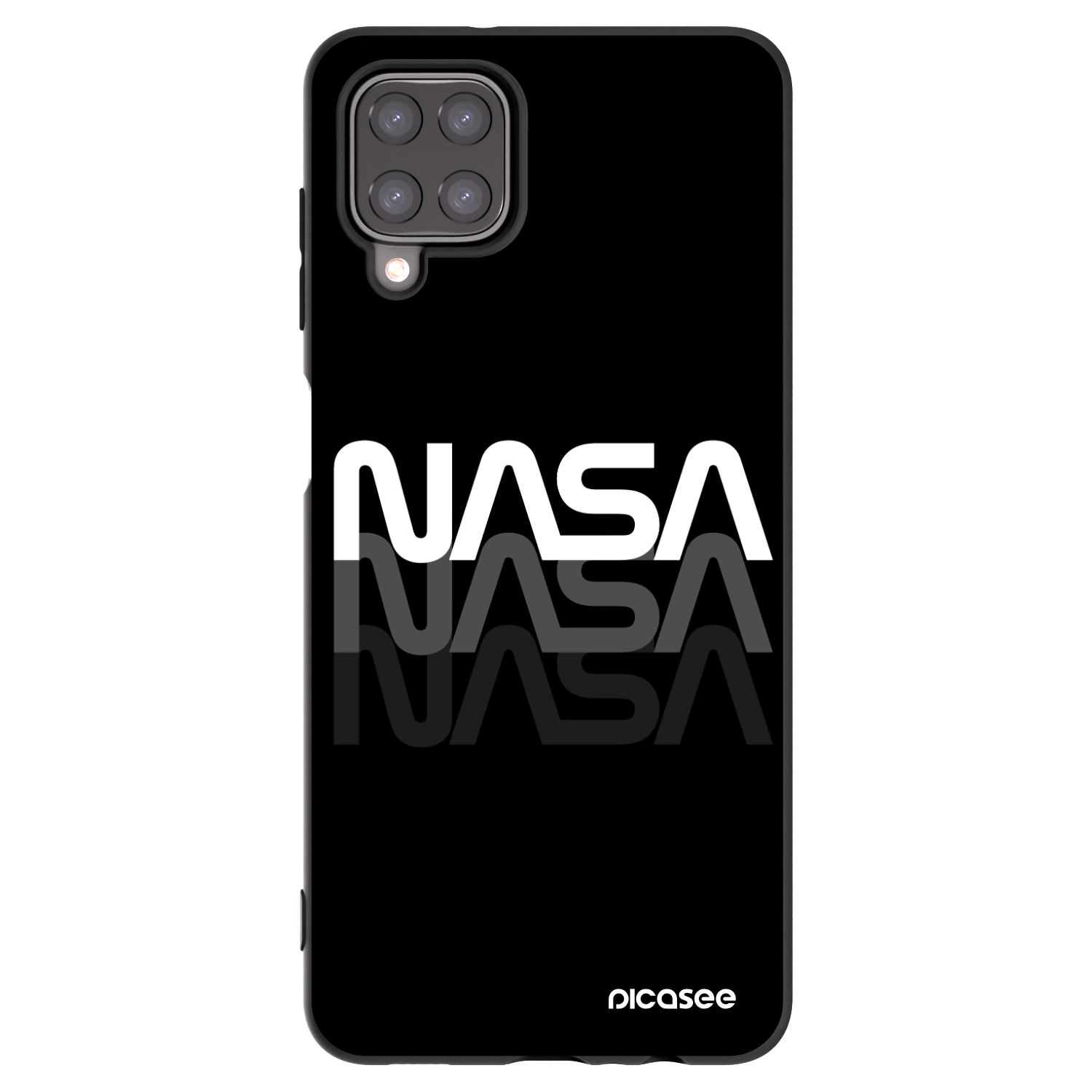 Picasee Samsung Galaxy A12 A125F Hülle - Schwarzes Silikon - NASA Triple