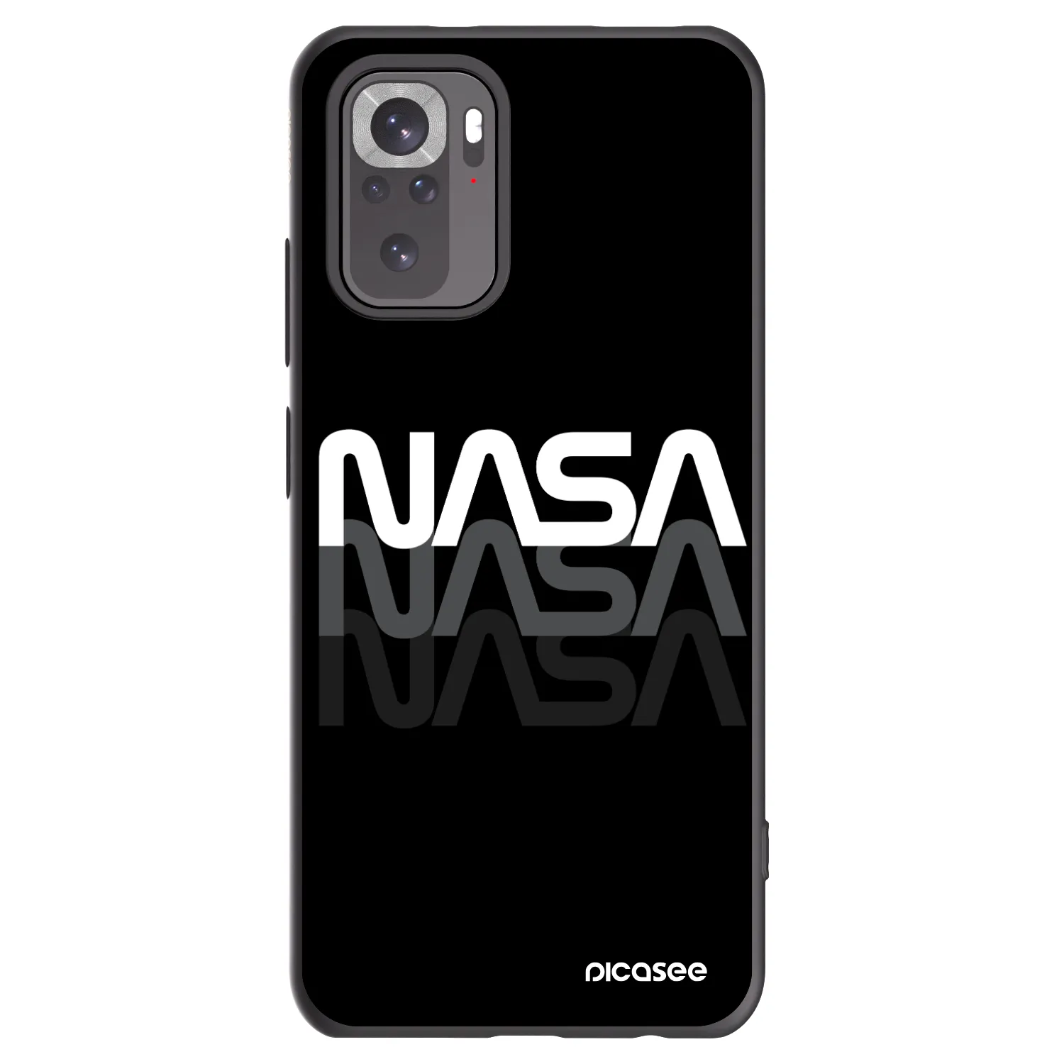 Picasee Xiaomi Redmi Note 10 Hülle - Schwarzes Silikon - NASA Triple