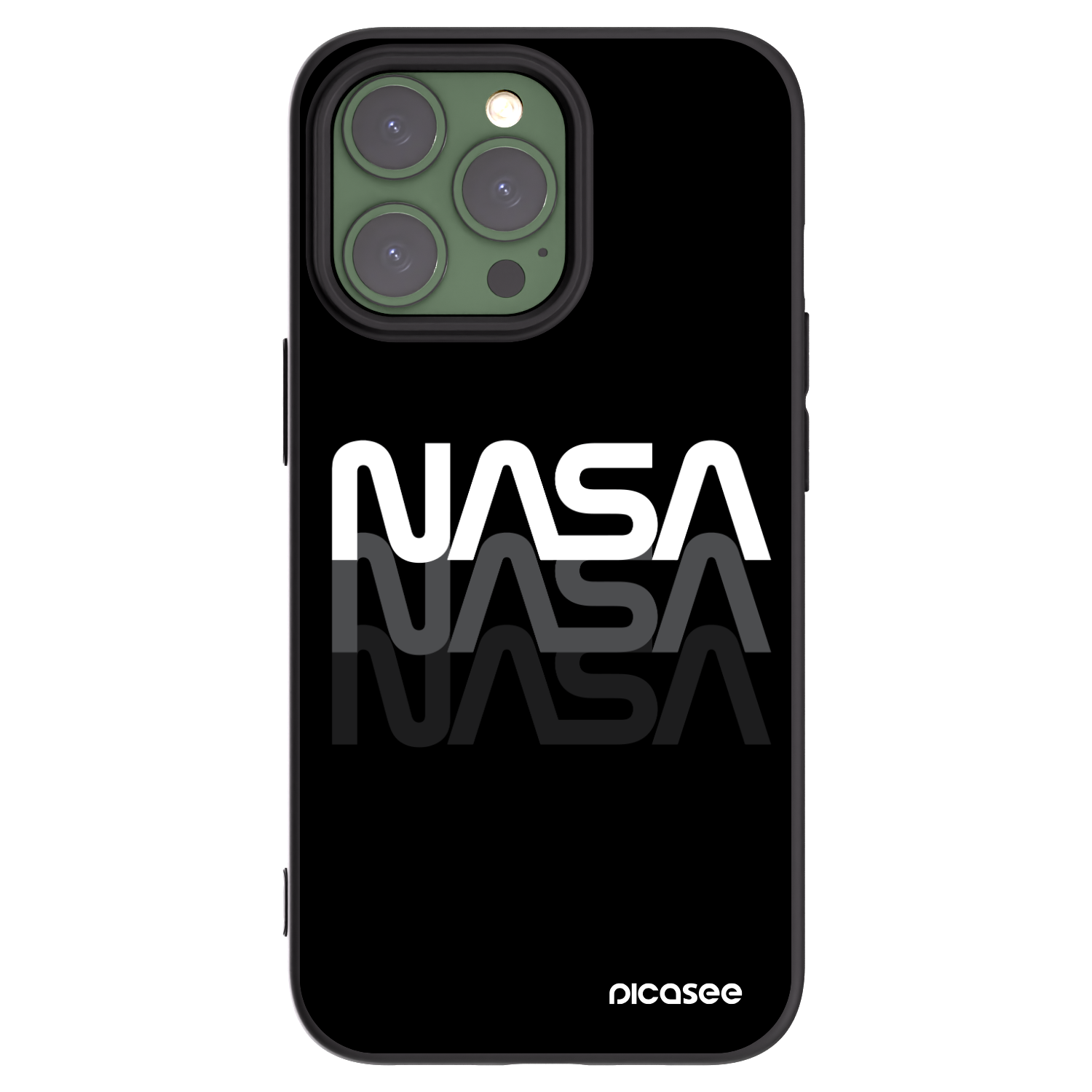Picasee Apple iPhone 13 Pro Hülle - Schwarzes Silikon - NASA Triple