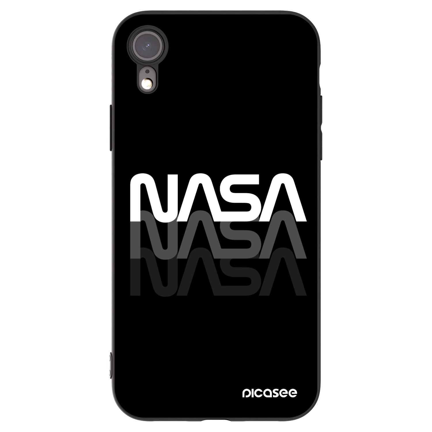 Picasee Apple iPhone XR Hülle - Schwarzes Silikon - NASA Triple