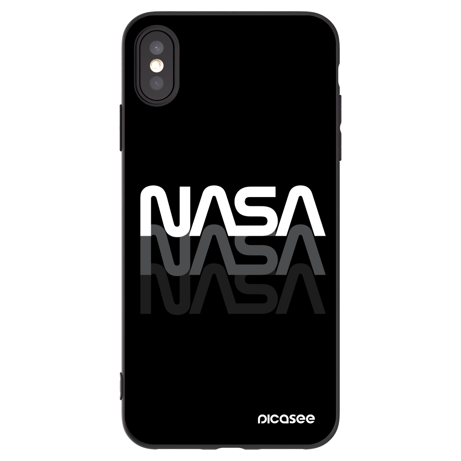 Picasee Apple iPhone XS Max Hülle - Schwarzes Silikon - NASA Triple