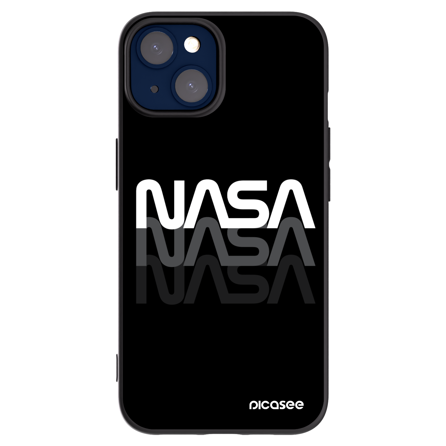 Picasee Apple iPhone 14 Hülle - Schwarzes Silikon - NASA Triple