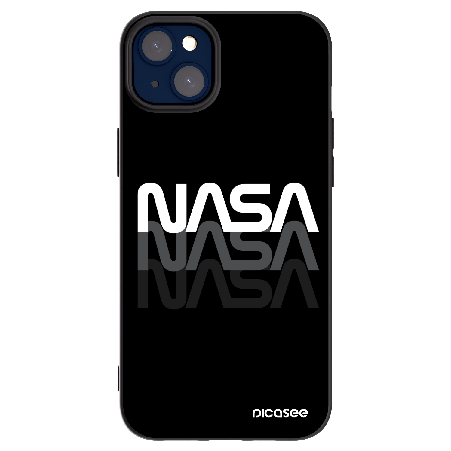 Picasee Apple iPhone 14 Plus Hülle - Schwarzes Silikon - NASA Triple