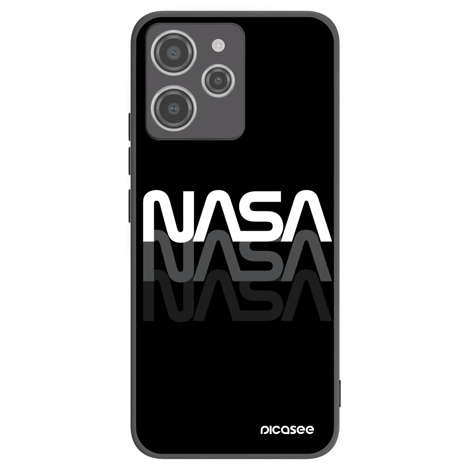 Picasee Xiaomi Redmi 12 4G Hülle - Schwarzes Silikon - NASA Triple