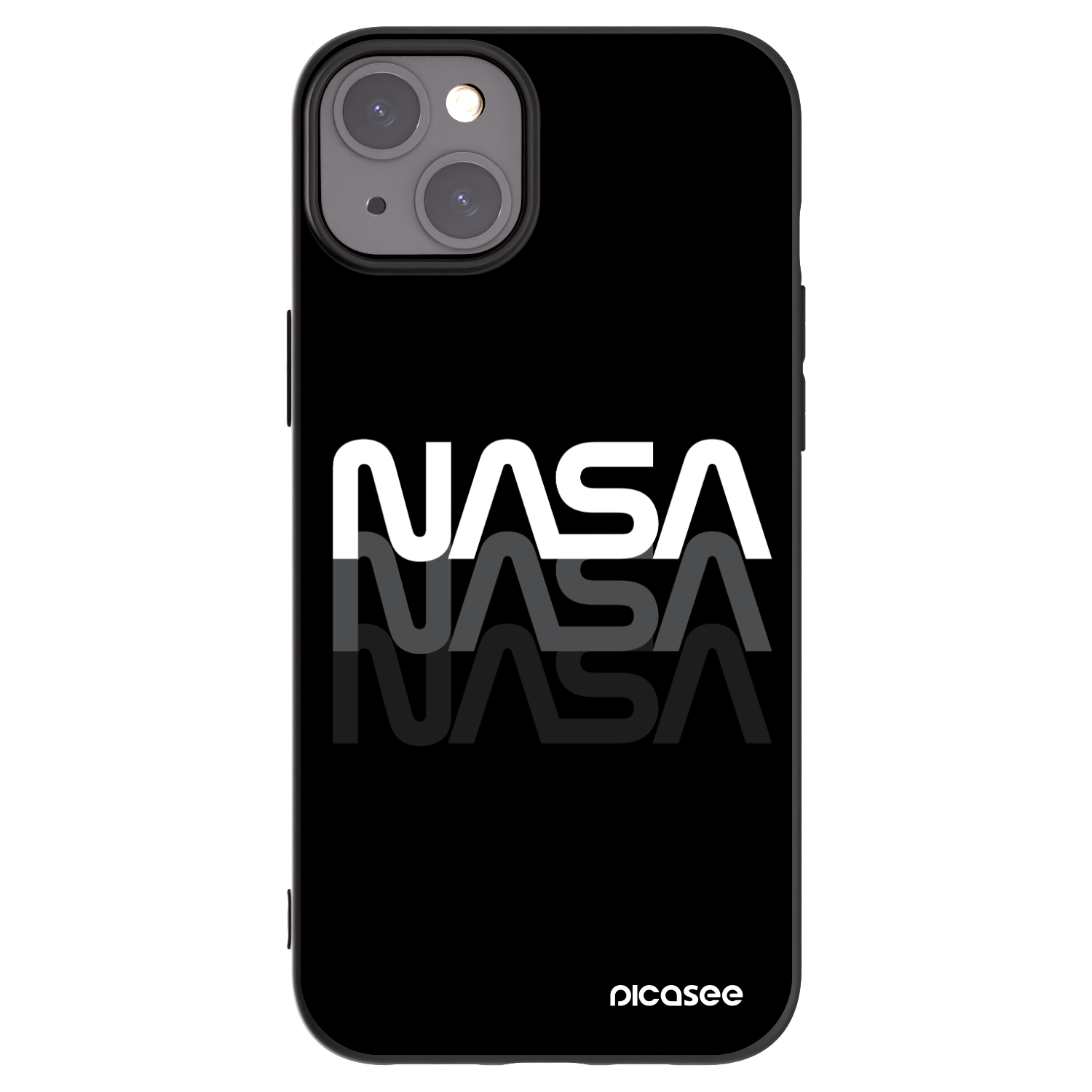 Picasee Apple iPhone 15 Plus Hülle - Schwarzes Silikon - NASA Triple