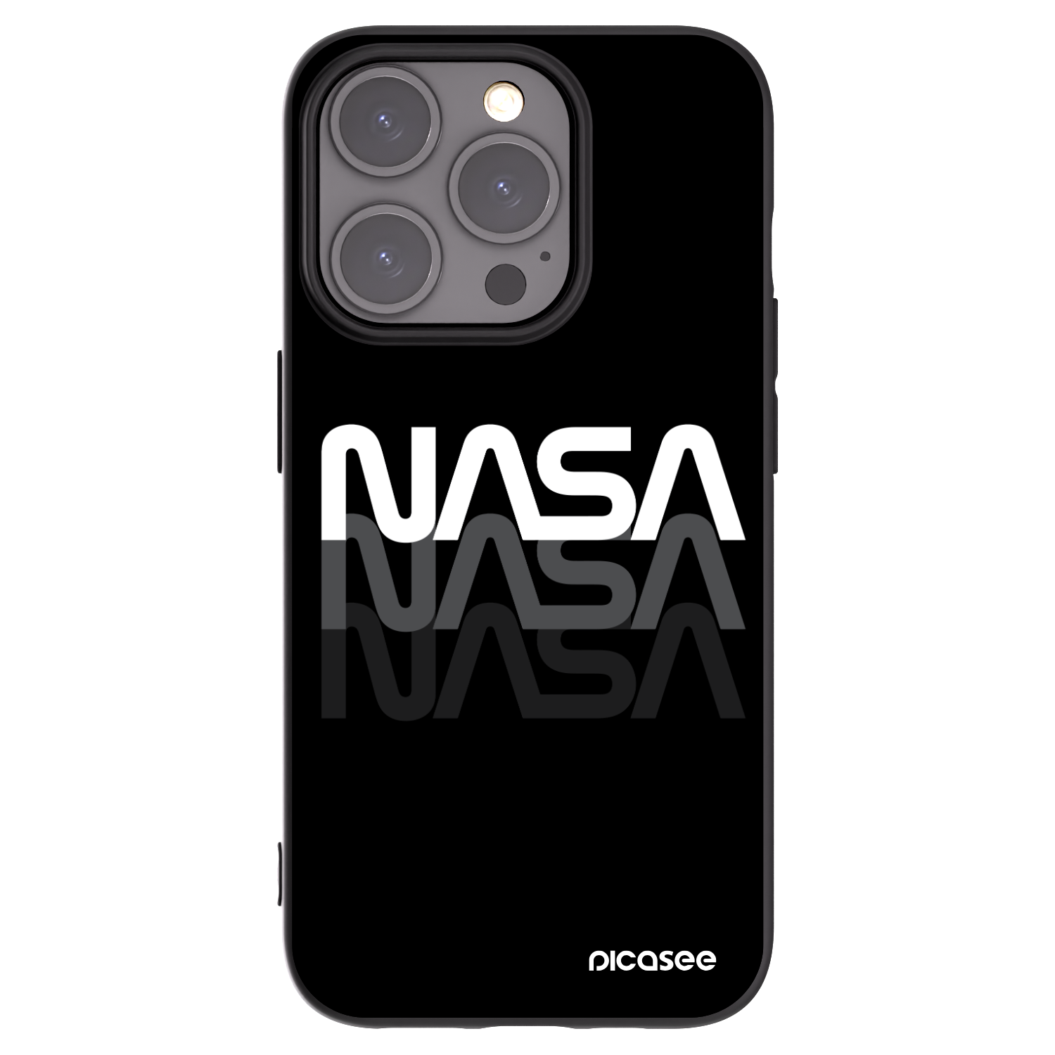 Picasee Apple iPhone 15 Pro Hülle - Schwarzes Silikon - NASA Triple