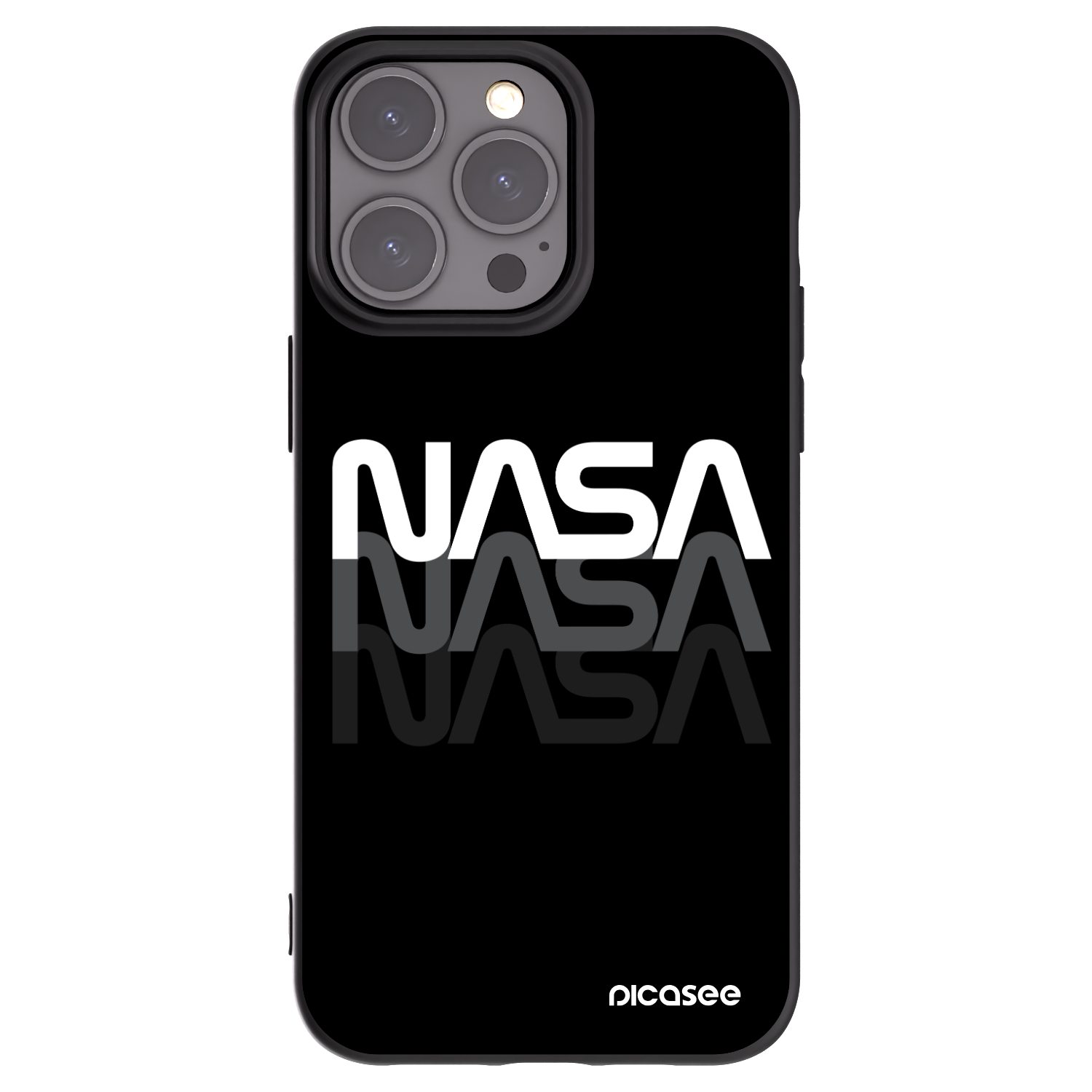 Picasee Apple iPhone 15 Pro Max Hülle - Schwarzes Silikon - NASA Triple