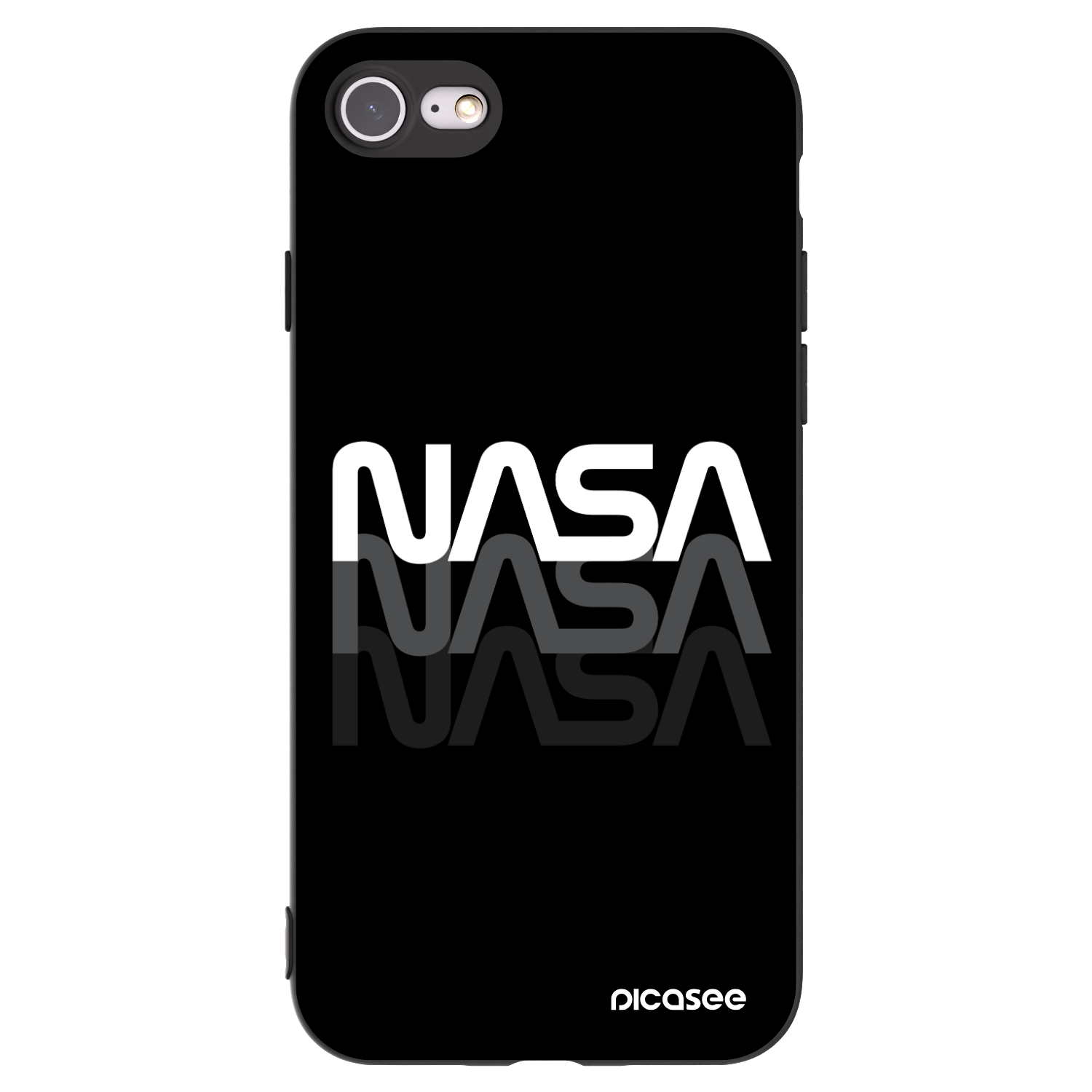 Picasee Apple iPhone 7 Hülle - Schwarzes Silikon - NASA Triple