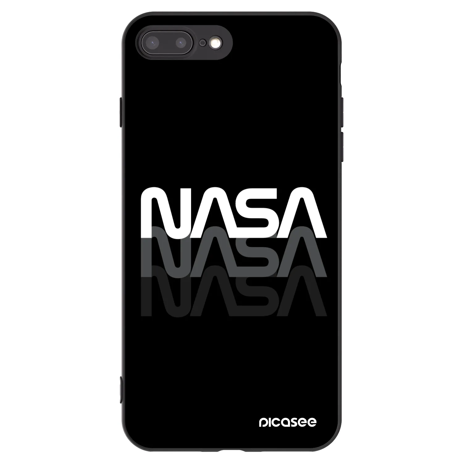 Picasee Apple iPhone 7 Plus Hülle - Schwarzes Silikon - NASA Triple