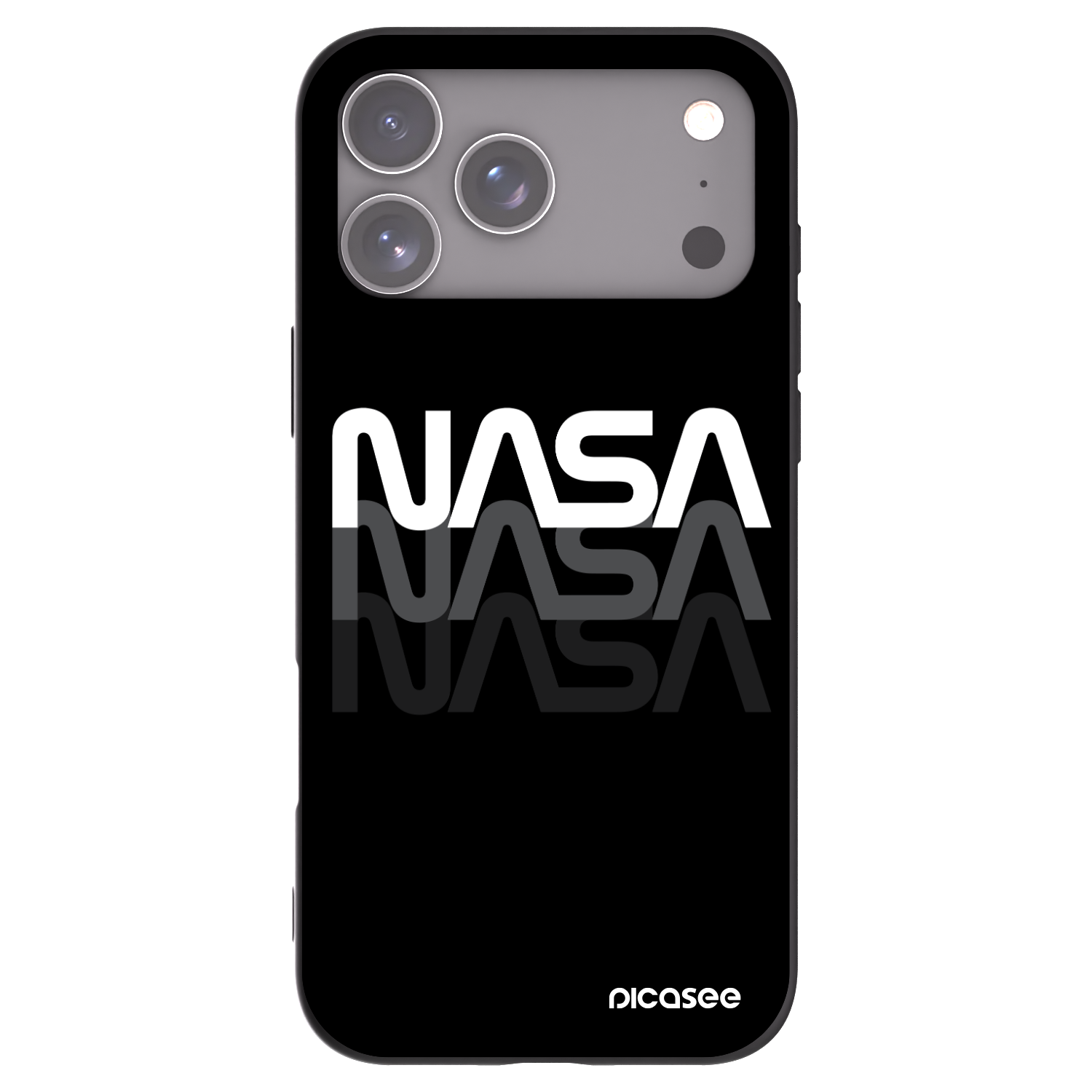 Picasee Apple iPhone 17 Pro Max Hülle - Schwarzes Silikon - NASA Triple