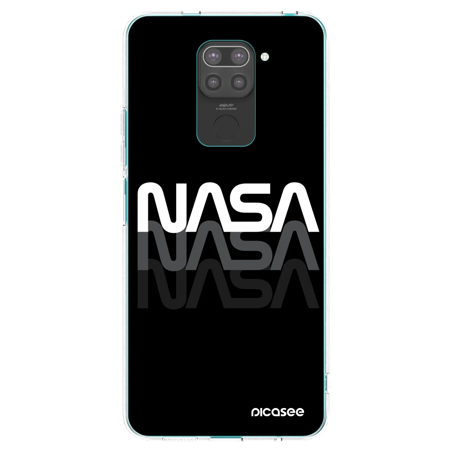 Picasee Xiaomi Redmi Note 9 Hülle - Schwarzes Silikon - NASA Triple