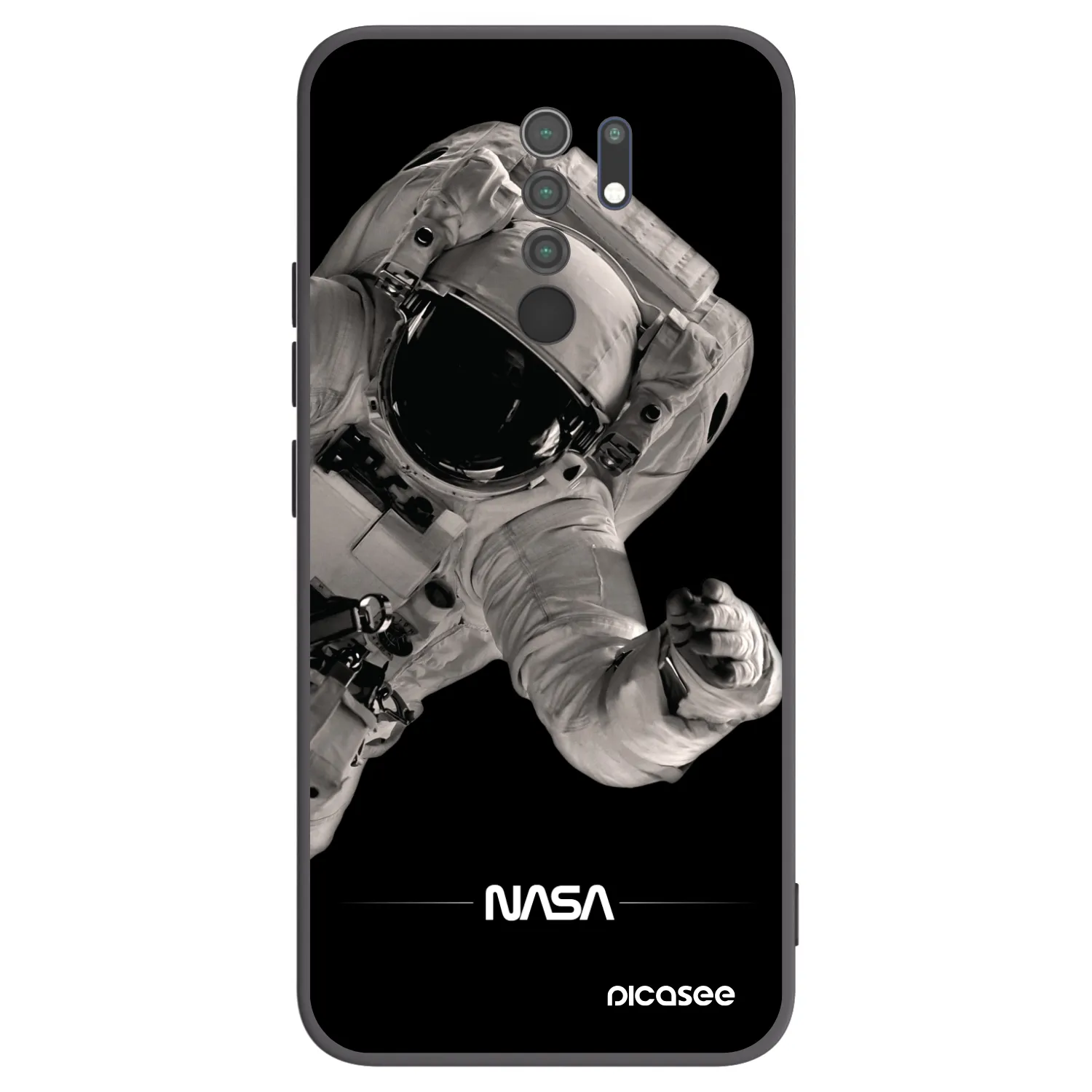 Picasee Xiaomi Redmi 9 Hülle - Schwarzes Silikon - Astronaut Big
