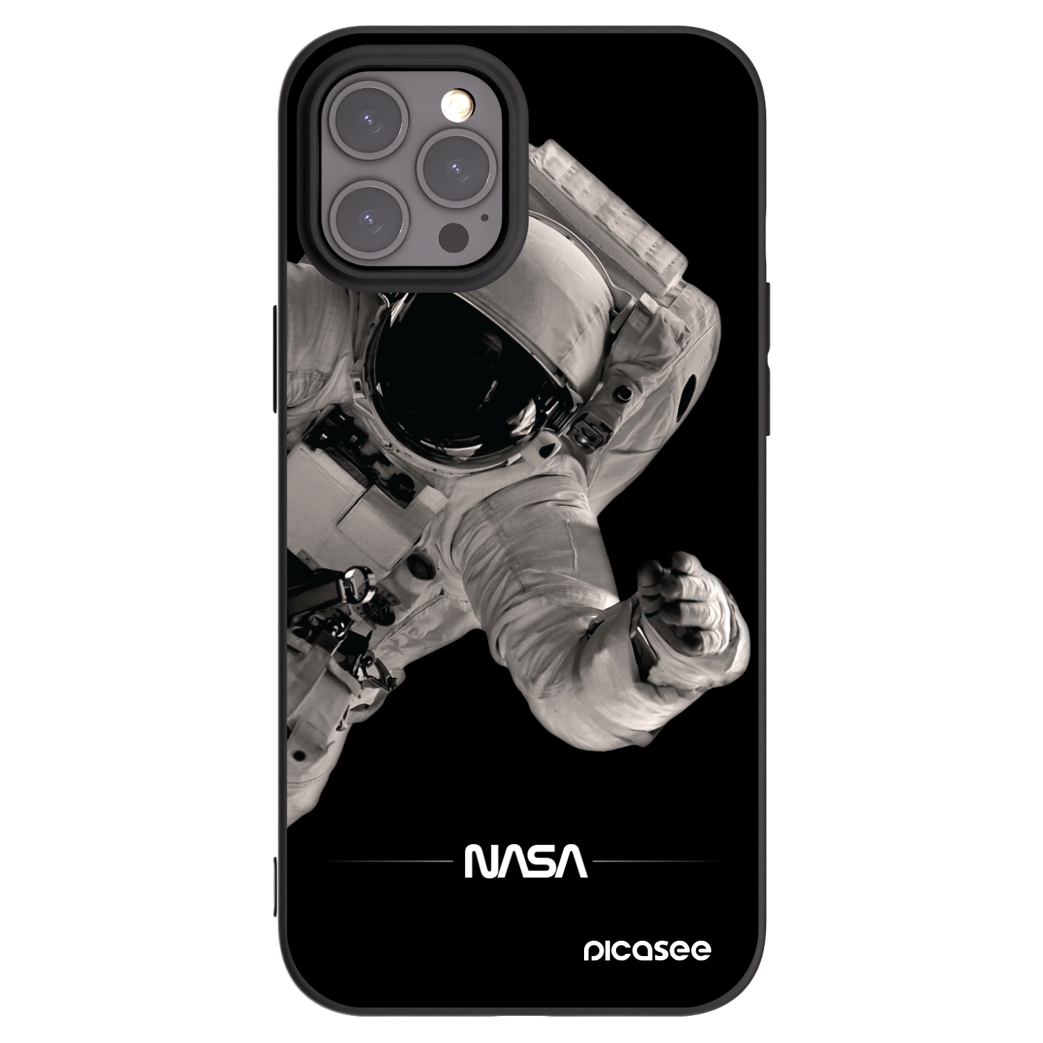 Picasee Apple iPhone 12 Pro Max Hülle - Schwarzes Silikon - Astronaut Big