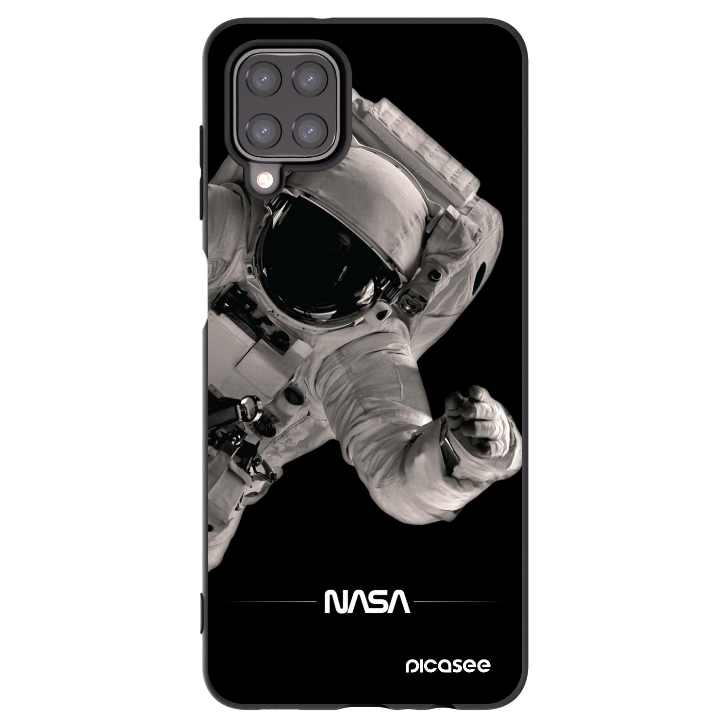 Picasee Samsung Galaxy A12 A125F Hülle - Schwarzes Silikon - Astronaut Big