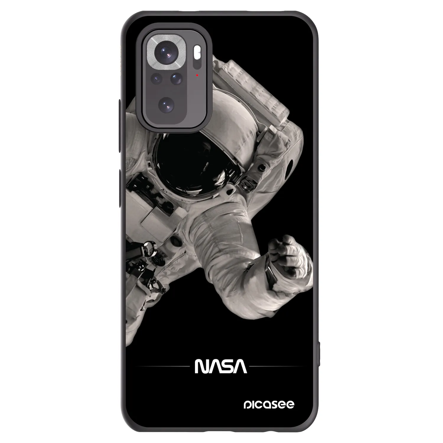 Picasee Xiaomi Redmi Note 10S Hülle - Schwarzes Silikon - Astronaut Big