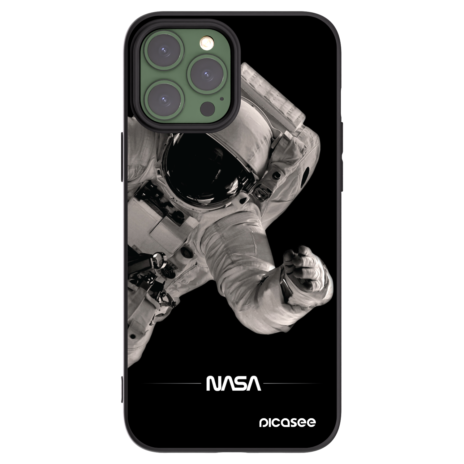 Picasee Apple iPhone 13 Pro Max Hülle - Schwarzes Silikon - Astronaut Big