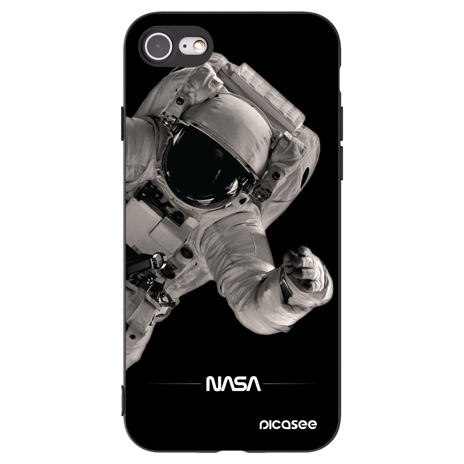 Picasee Apple iPhone SE 2022 Hülle - Schwarzes Silikon - Astronaut Big