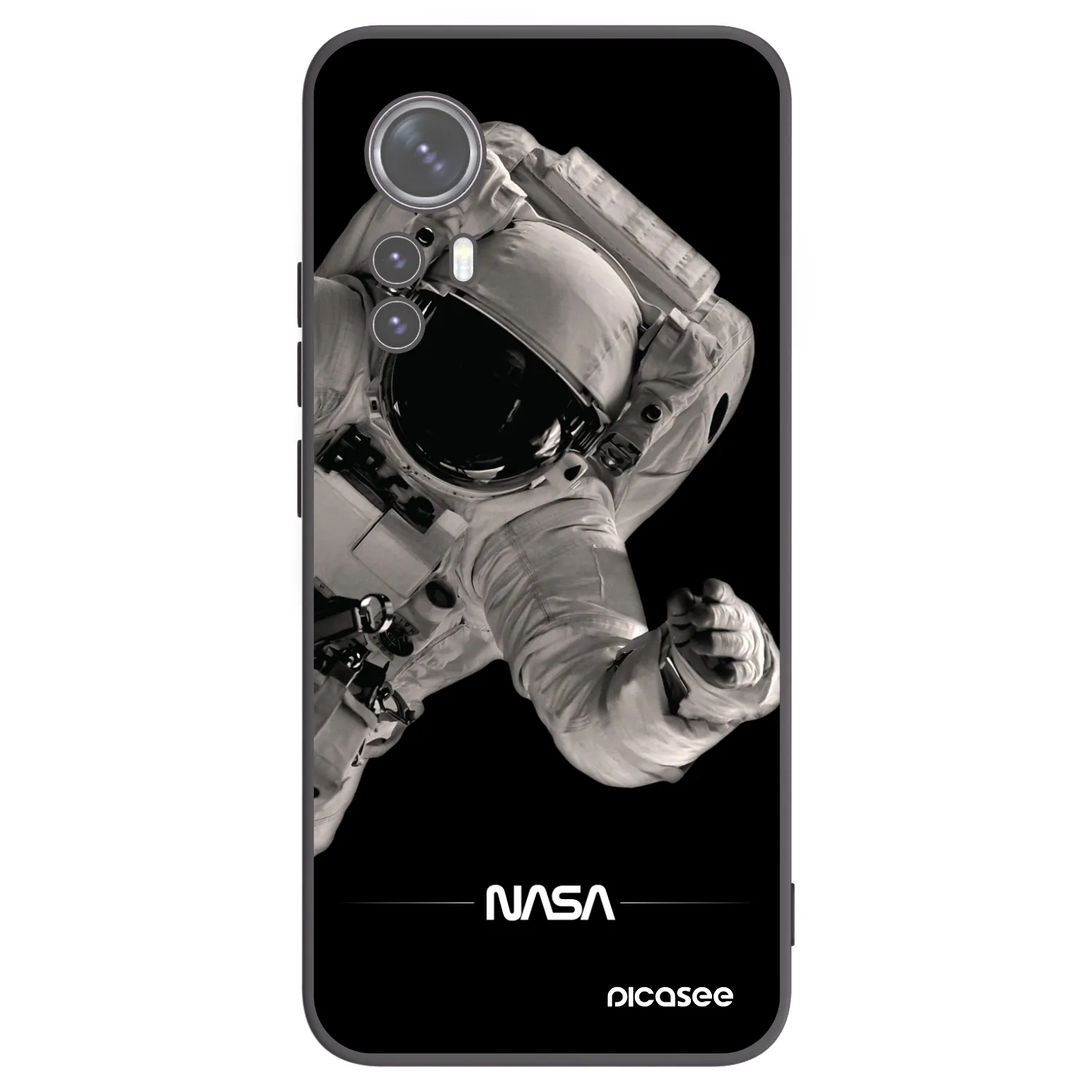 Picasee Xiaomi 12 Hülle - Schwarzes Silikon - Astronaut Big