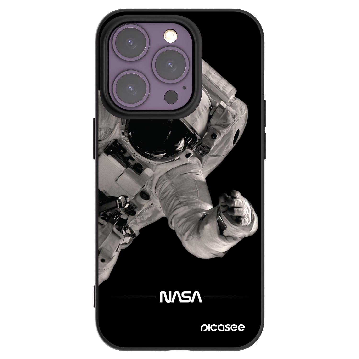 Picasee Apple iPhone 14 Pro Hülle - Schwarzes Silikon - Astronaut Big