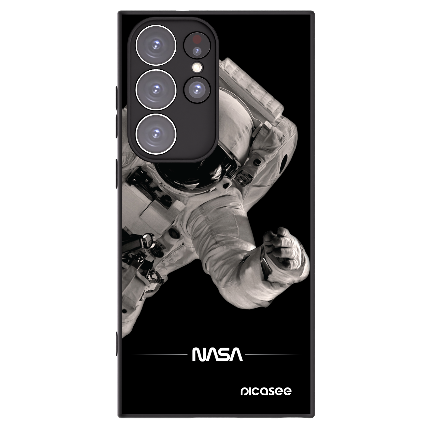 Picasee Samsung Galaxy S23 Ultra 5G Hülle - Schwarzes Silikon - Astronaut Big