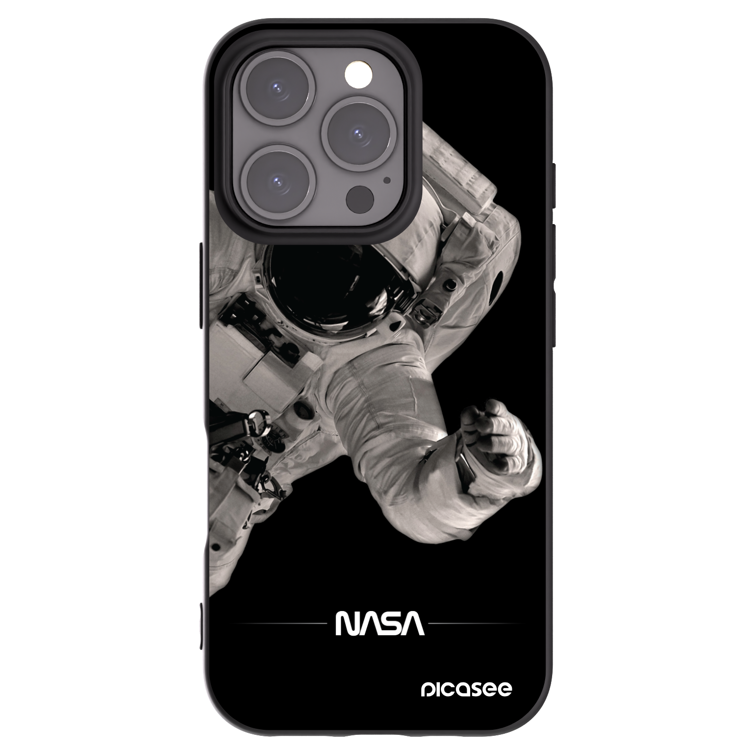 Picasee Apple iPhone 16 Pro Hülle - Schwarzes Silikon - Astronaut Big